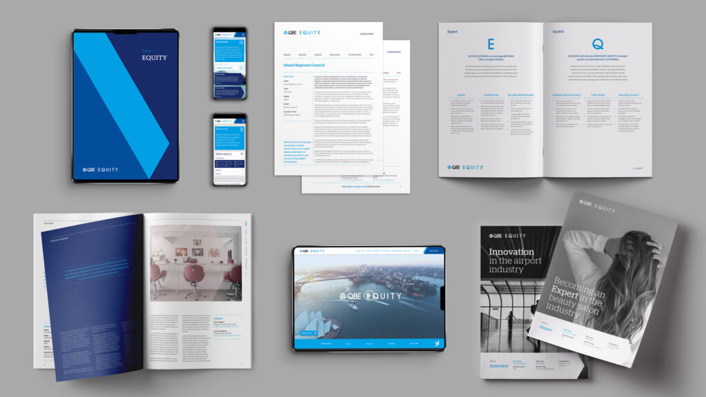 Design collateral from QBE's customer commitment campaign.